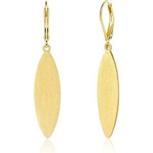 Trendy 14K Gold Plated Drop Leaf Shaped Dangle Earring for Women